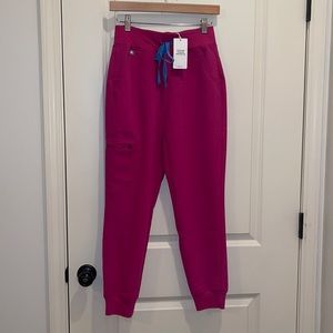 NWT. FIGS. XS High waisted petite joggers in Raspberry Sorbet.